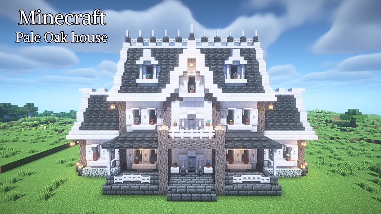 【マインクラフト】ペールオークの白黒の家の作り方【マイクラ建築】【Minecraft】 - YouTube