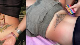 My friend Ellen colors in my꧁ 𓆩༺trampstamp༻𓆪 ꧂