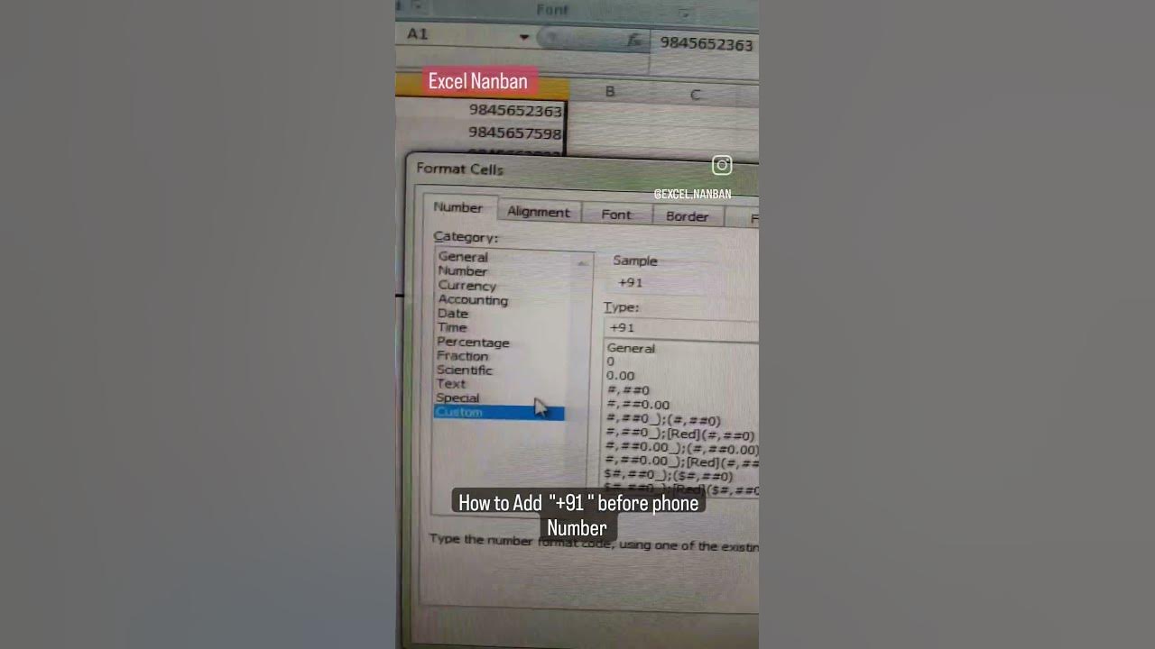 How to add indian phone code before phone number in excel easyway 