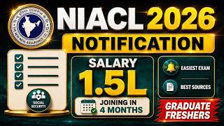 Niacl Ao Notification 2026 Easiest Exam 1.5L Salary 857 Vacancy Graduate Freshers Apply