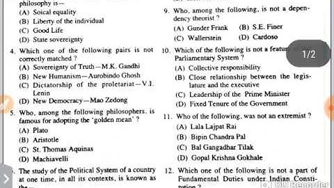 POLITICAL SCIENCE December 2009 solved paper part-1|| TARGET December 2018 NET EXAM