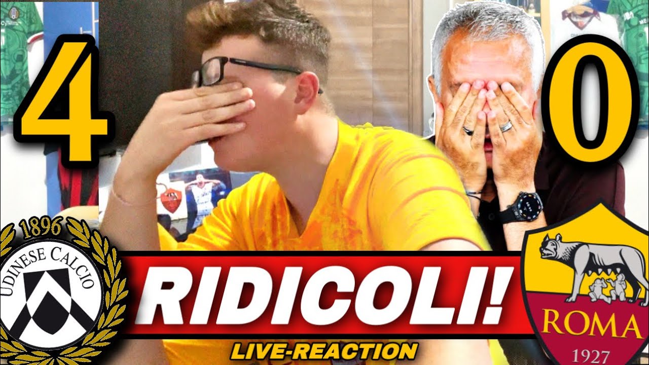 RIDICOLI‼️ VERG0GNOSl‼️ UDINESE-ROMA 4-0 - Live-Reaction SFOGO!