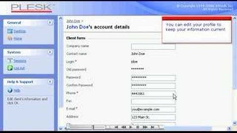 Cari.net -Editing Your Profile In PLESK