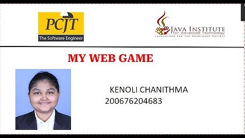 #HTML #CSS #javascrip  l 2D Game Development Project  l Java Institute  l PCJT Software Engineering