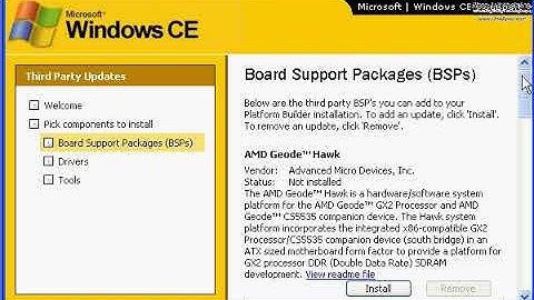 Installing Board Support Package (BSP) for Windows CE Platform Builder