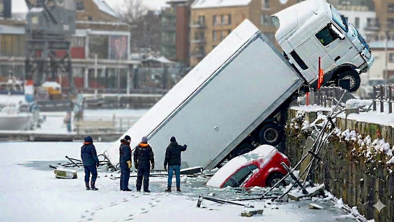 Idiots With Diesel Trucks: Ice Road Madness Caught On Camera | EXTREME Winter Driving Fails #32