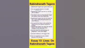 10 Lines On Rabindranath Tagore In English For Kids 2024