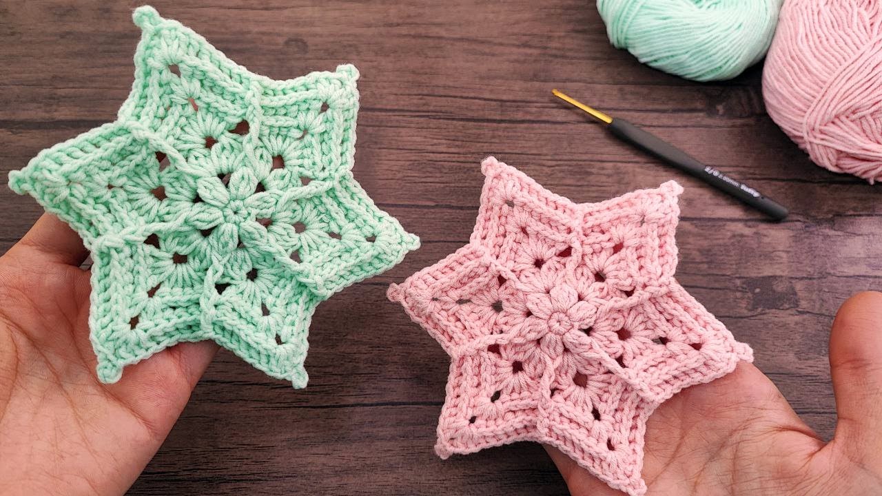 ⭐️ Cute Crochet Coaster Star (Step-by-Step) | Sevimli Tığ Altlığı Yıldızı