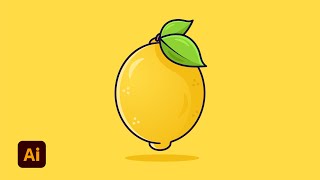 How to draw flat design Lemon in Adobe Illustrator - REAL TIME PROCESS