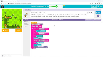 L25-6 |Code.org | Express-2021 | Lesson 25: Variables with the Bee | level 6