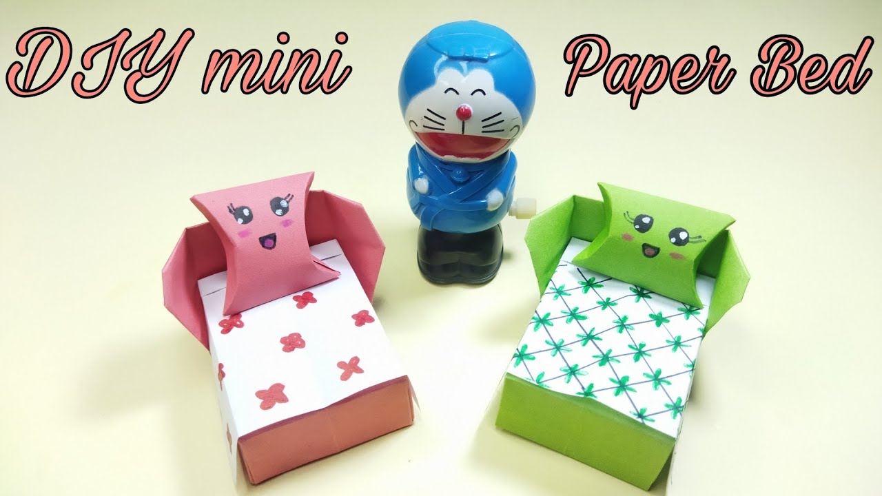 How to make Origami Bed & Bedding / DIY school project / Easy Origami Bed / paper crafts for school.