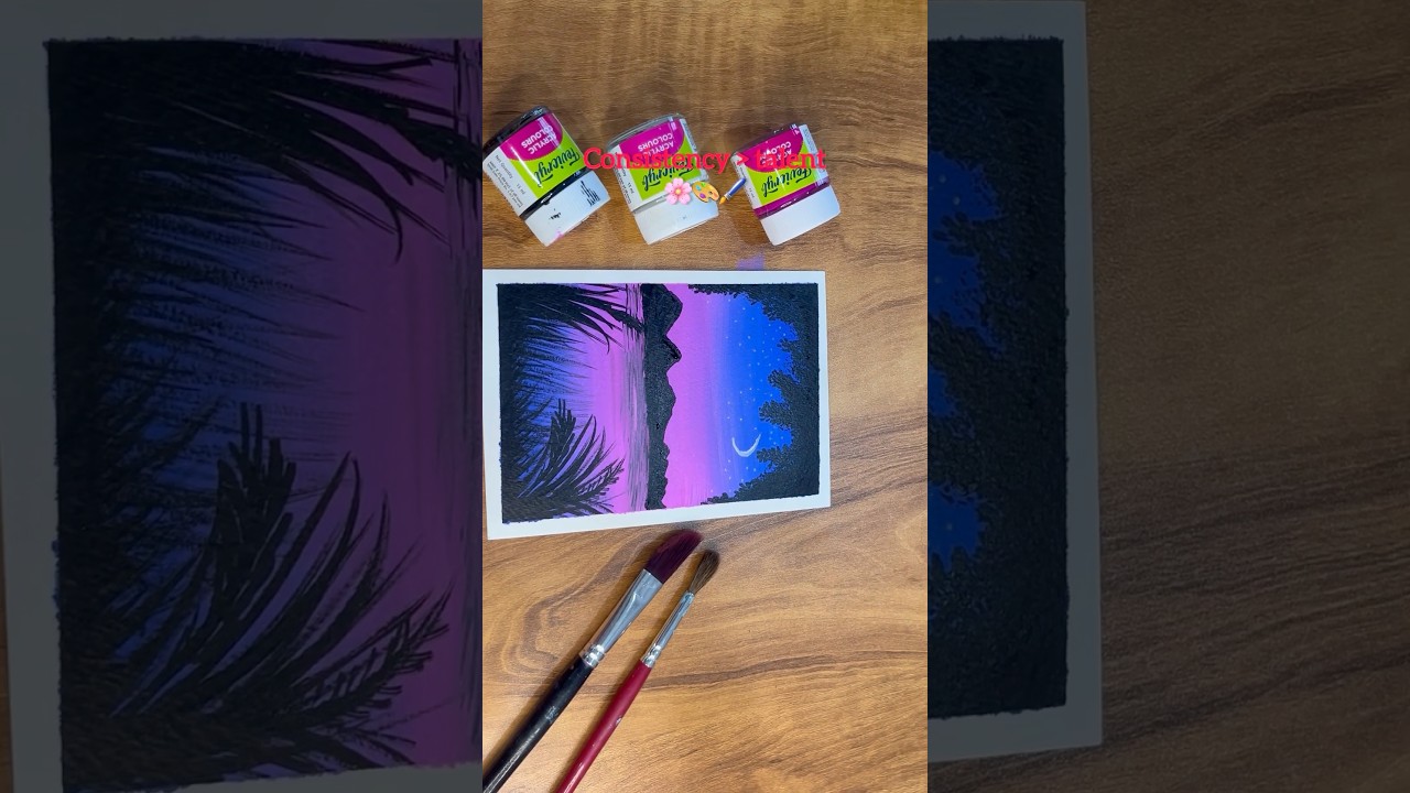 Easy sea painting with acrylic colours 🎨🖌️ #acrylicpainting #easypainting