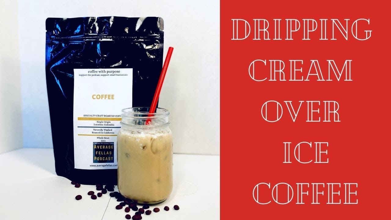 Dripping Cream Over Ice Coffee 