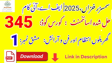 AIOU Code 345 Solved Assignment No. 1 | Autumn 2025 | Home Management and Home Furnishing