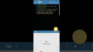 string  in python | python programming | using mobile ide| v.4(part 1)