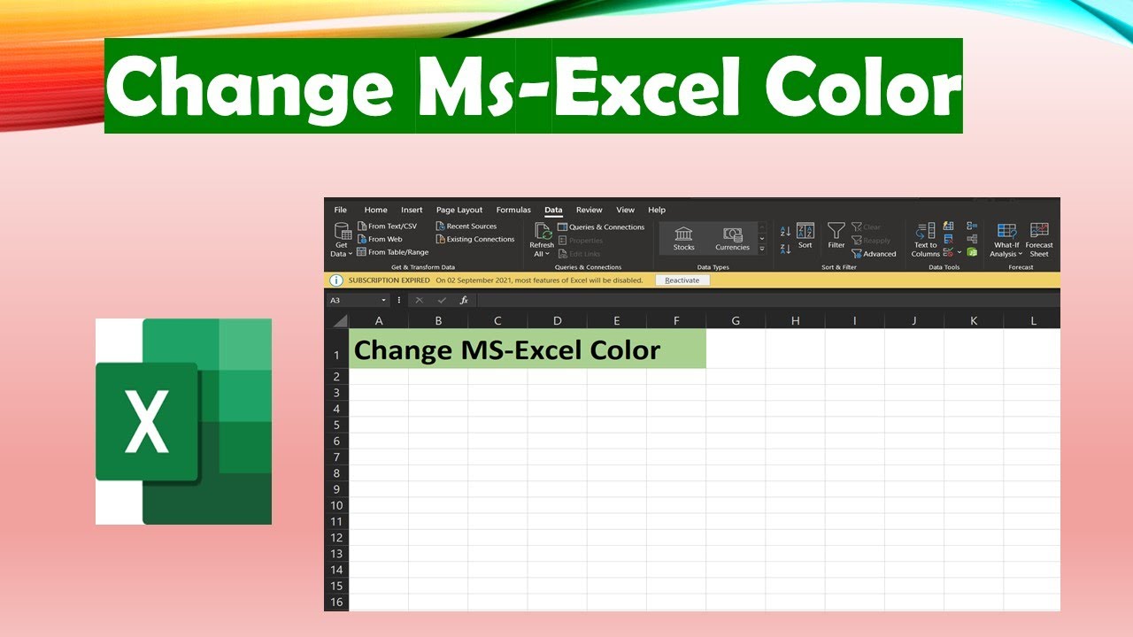 How To Change MS Excel Color How To Change Ribbon Color In MS Excel