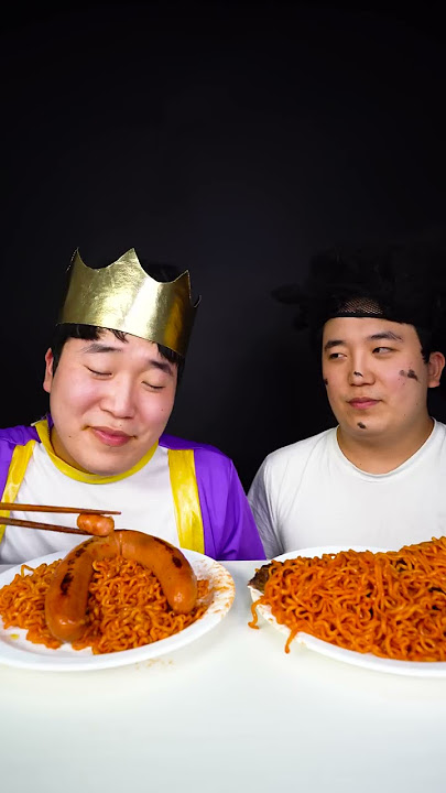Spicy noodle challenge 2 | TikTok Funny Kielbasa Sausage, grilled meat Mukbang ASMR #shorts