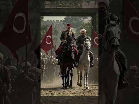 دخول السلطان عبد الحميد الثاني والسلطان بايزيد الصاعقة إلى بورصة مشهد تخيلي ملحمي