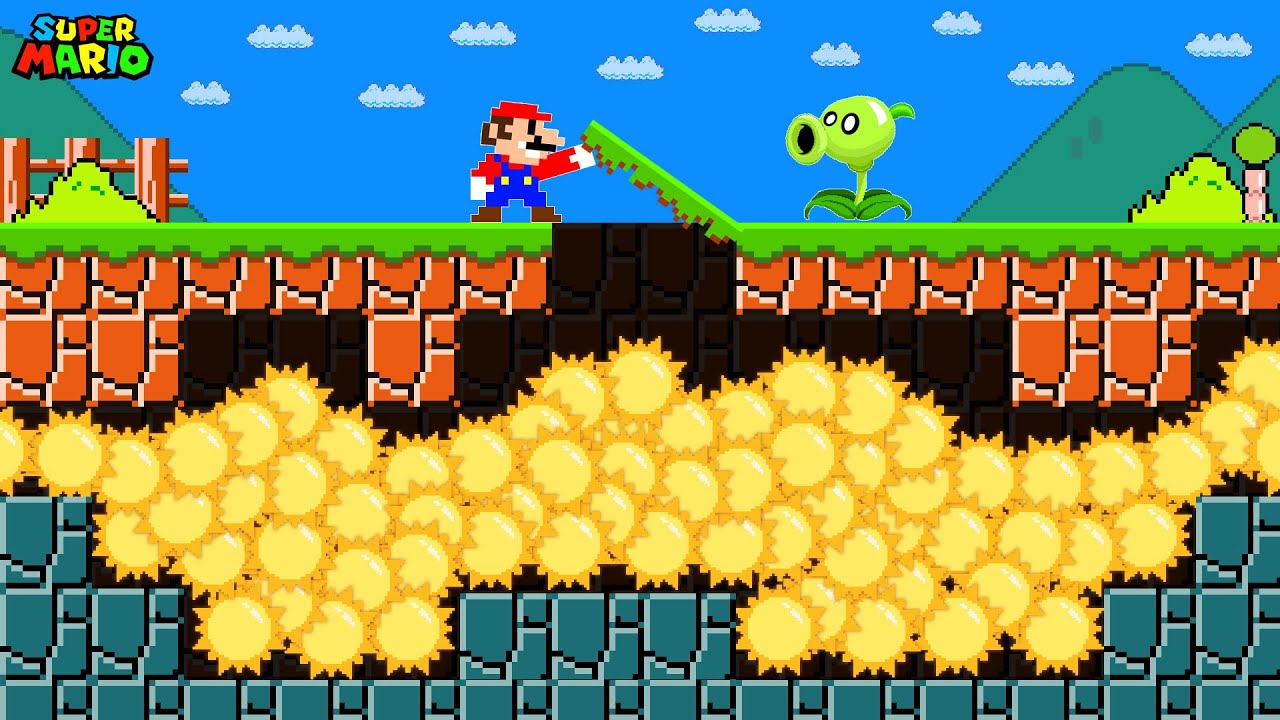 Super Mario Bros., but Mario Becomes IMMORTAL with INFINITE Suns in PVZ