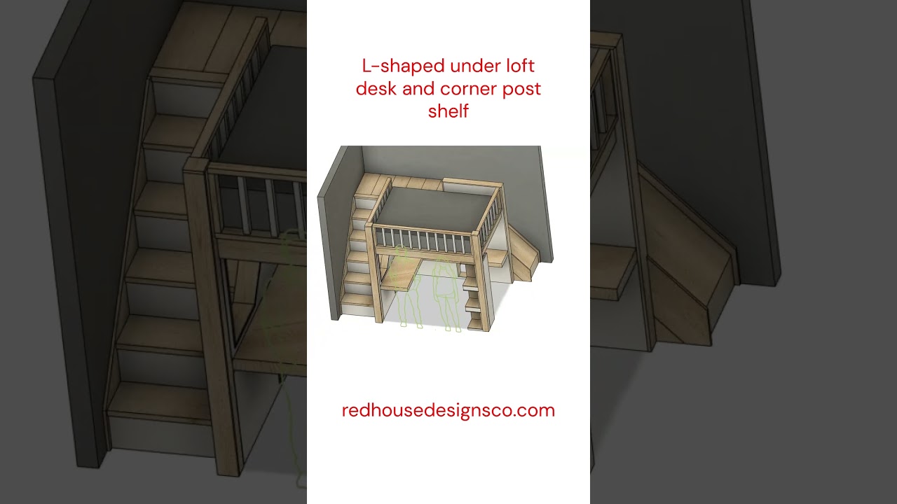 Full Loft Bed with Slide, Desk & Bookshelf | Design 
