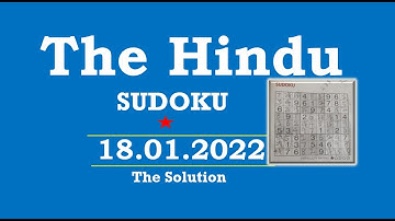 The Hindu  Sudoku Jan 18, 2022 - 1 Star - The Solution
