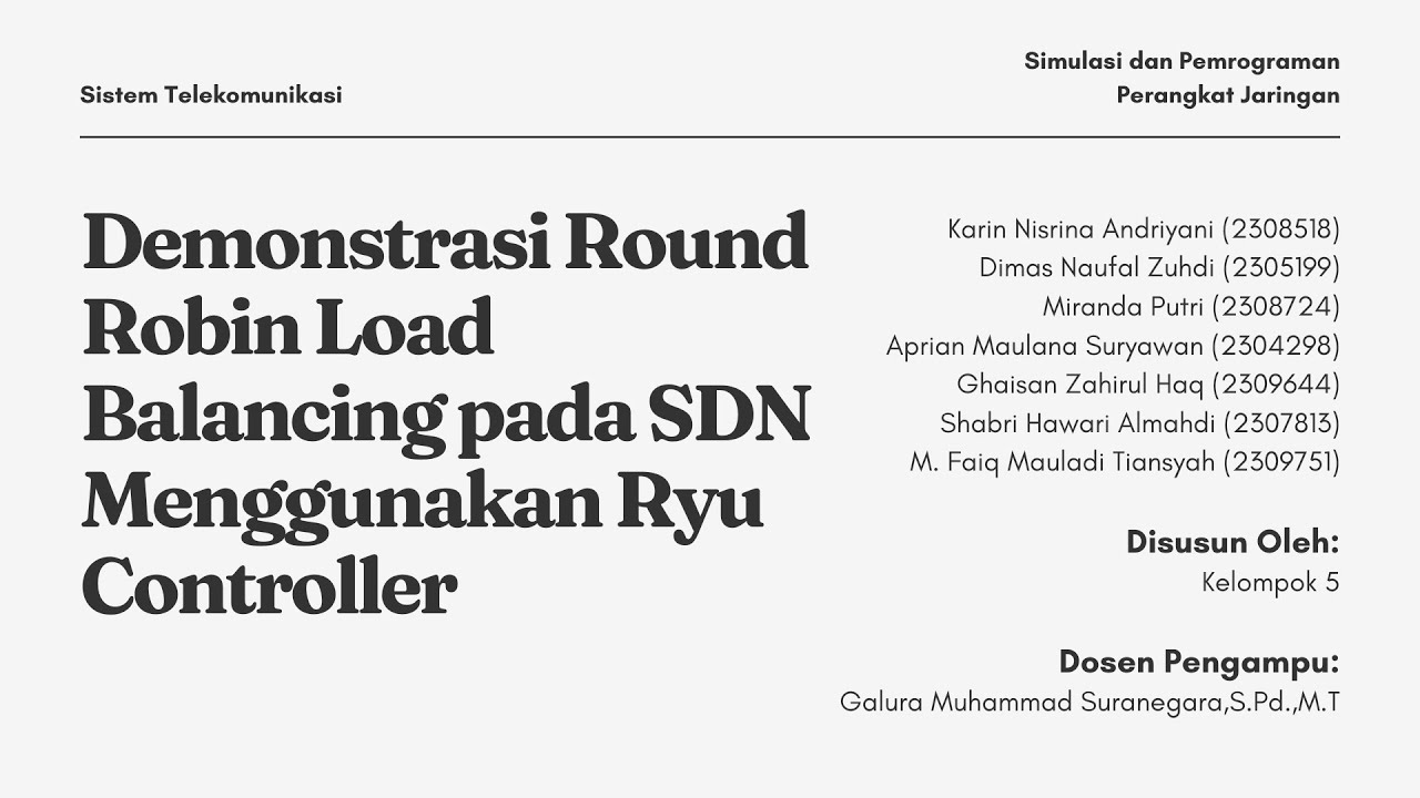 Demonstrasi Round Robin Load Balancing pada SDN Menggunakan Ryu ...