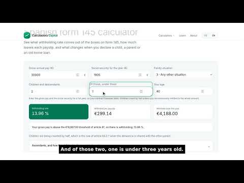 Spanish form 145 calculator