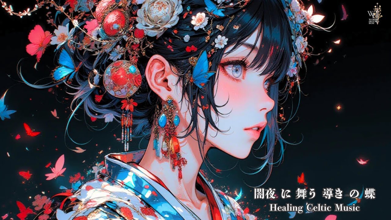 【DEEP SLEEP】2.5H 眠れるケルト音楽。夜空の銀髪と蒼き蝶の導き。心身を浄化する幻想BGM。Celtic Music for Sleep & Relaxation