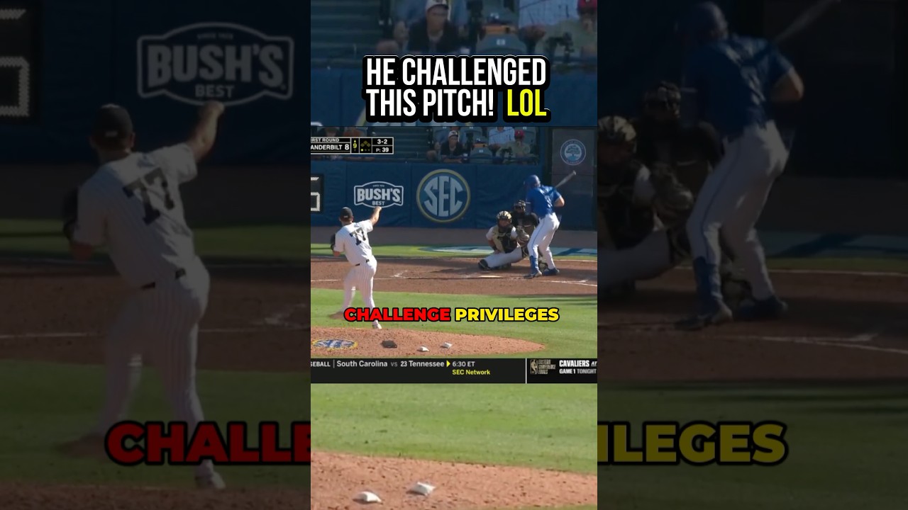 I can’t believe he challenged this 🤣 #baseball #collegebaseball