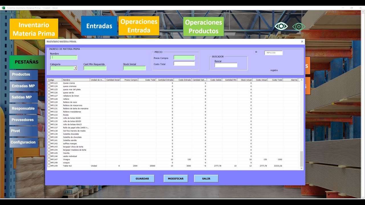 Sistema de Control de inventario Materia prima . Stock - YouTube
