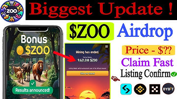 Zoo Airdrop New Update | Zoo Airdrop Listing Date | Zoo Airdrop Claim Start | $ZOO Bonus $Zoo Price