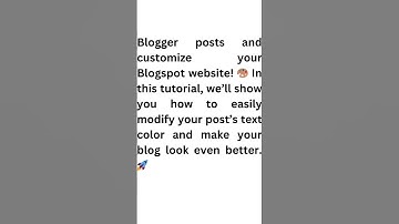 How to Change Blog Post Text Color on Blogger (Blogspot Text Color){YouTube Shorts Video}