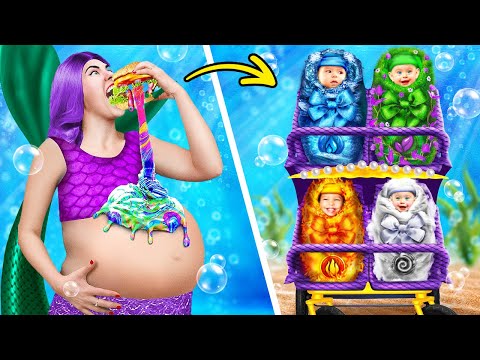 Mermaid is pregnant with 4 elements 🤰🏻💦 Elementals from birth to death in real life