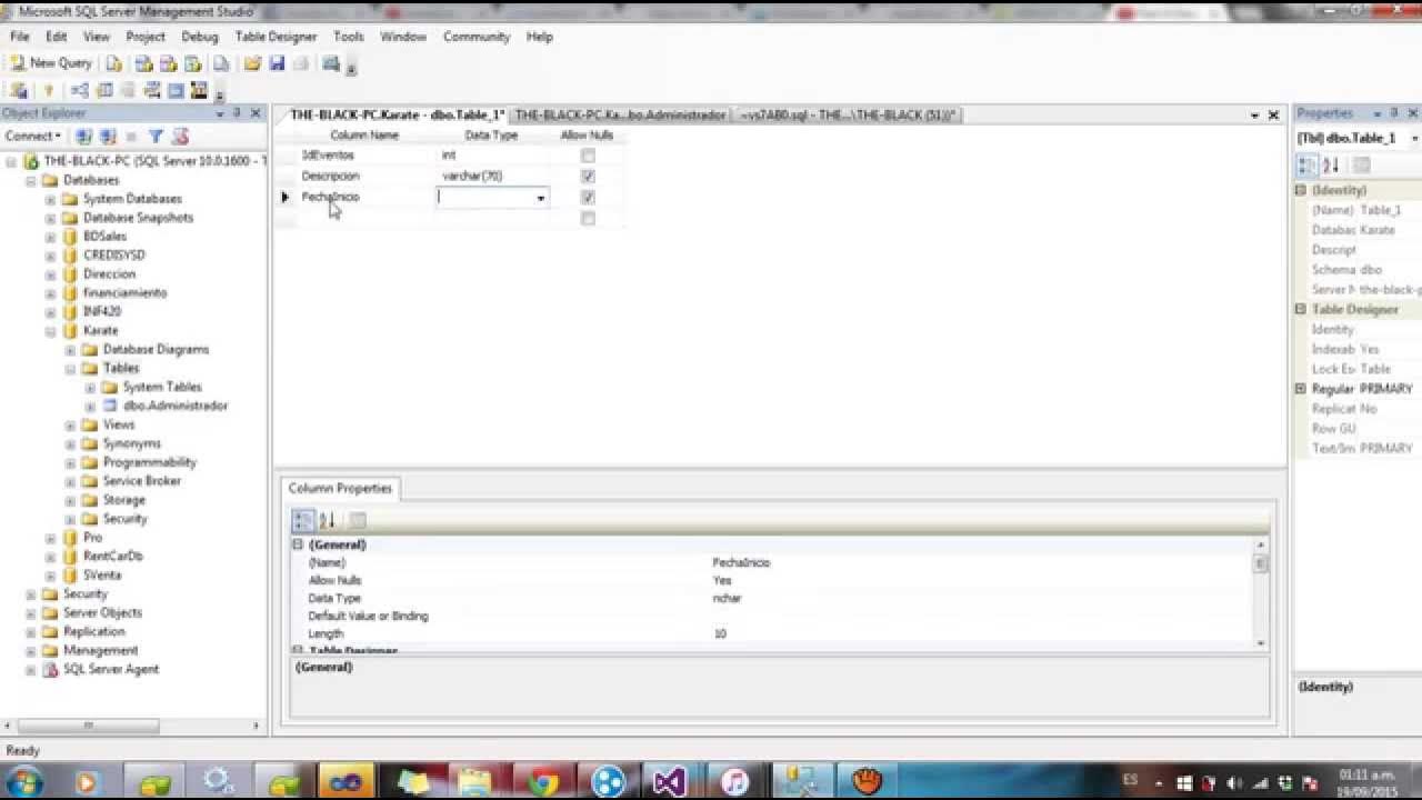 Create Table And Primary Key SQL SERVER - YouTube