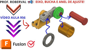 Aula 956 - Modelamento do Eixo, Bucha e Anel de Ajuste do Esticador de Correia no Autodesk Fusion