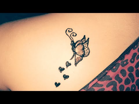 رسم نص فراشه بالحنه علي الكتف بطريقه سهله للعرايس