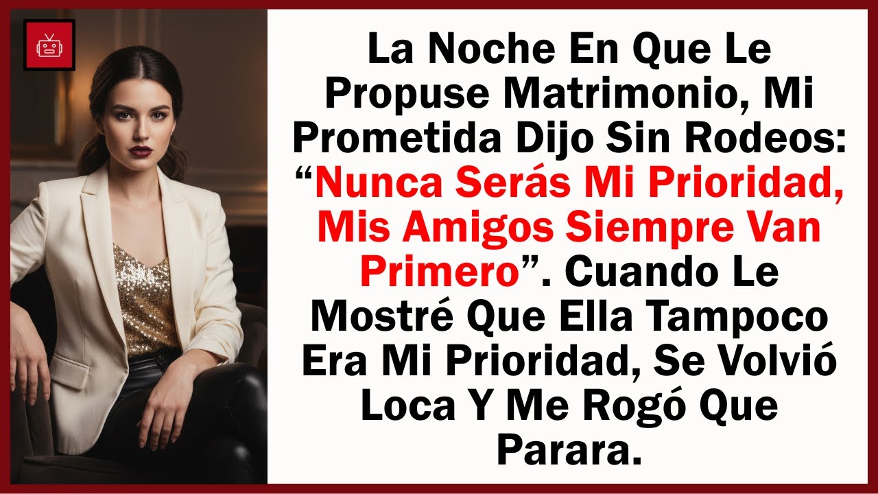 La noche en que le propuse matrimonio, mi prometida dijo sin rodeos: “Nunca serás mi prioridad,...
