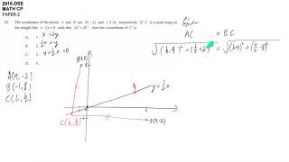 DSE maths core 2016 paper2 #26 equation of straight line