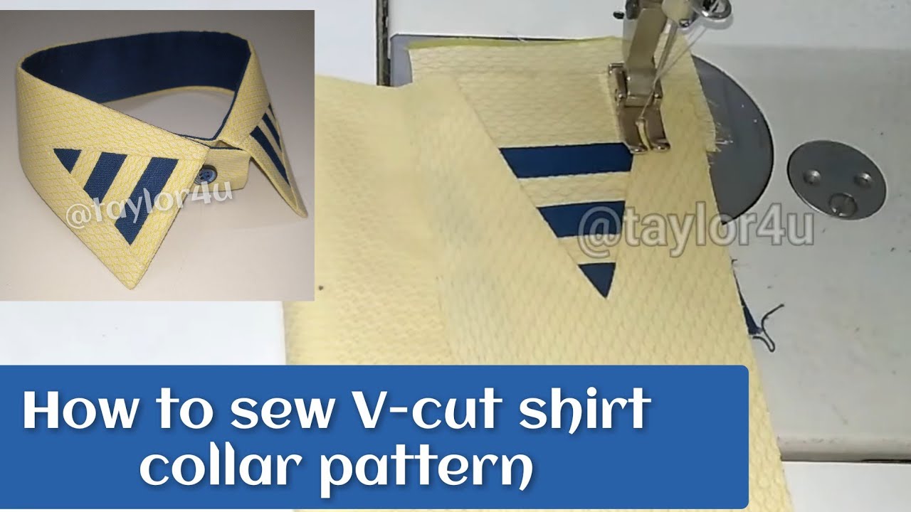 how to sew Vcut collar pattern for designer shirt / shirt collar