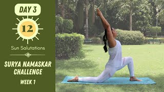 Day 3 - Surya Namaskar Challenge | 12 Sun Salutations (Follow Along) | Bharti Yoga