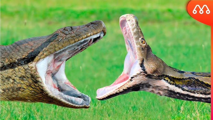 Bela píton real na grama. a cobra levantou a cabeça e se prepara