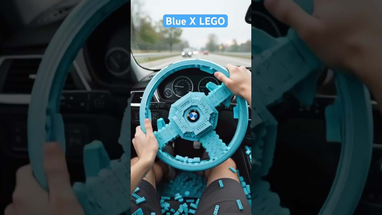 Light Blue LEGO BMW Steering Wheel Puzzle Test – Will It Snap or Steer? (POV)