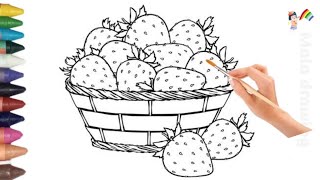 How to draw Strawberry Step by  Step | Strawberry drawing for kids | Strawberry