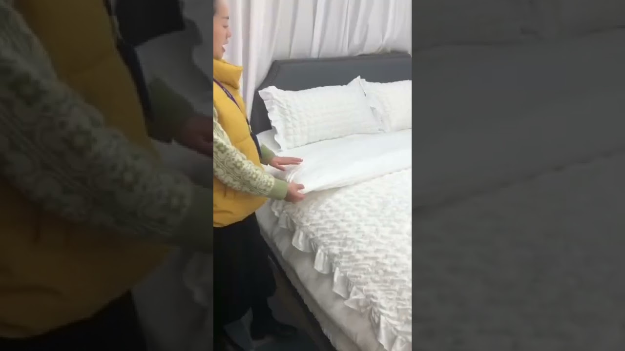 Seersucker Duvet Cover with Pillow Cases 100% Microfiber Waffle Charcoal  White Bedding Sets