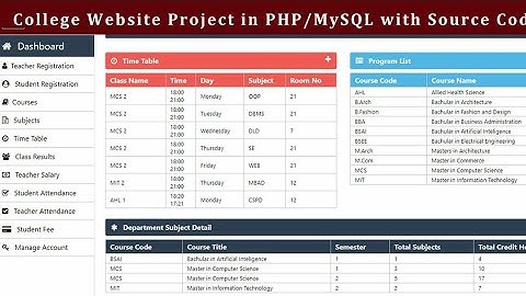 Full Complete College Management System website using PHP MySQL