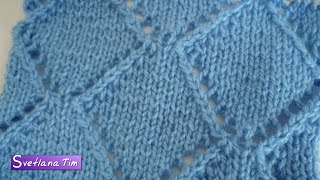 Как вязать узор АЖУРНЫЕ РОМБЫ. Вязание спицами # 362 Как вязать узор АЖУРНЫЕ РОМБЫ. Вязание спицами # 362