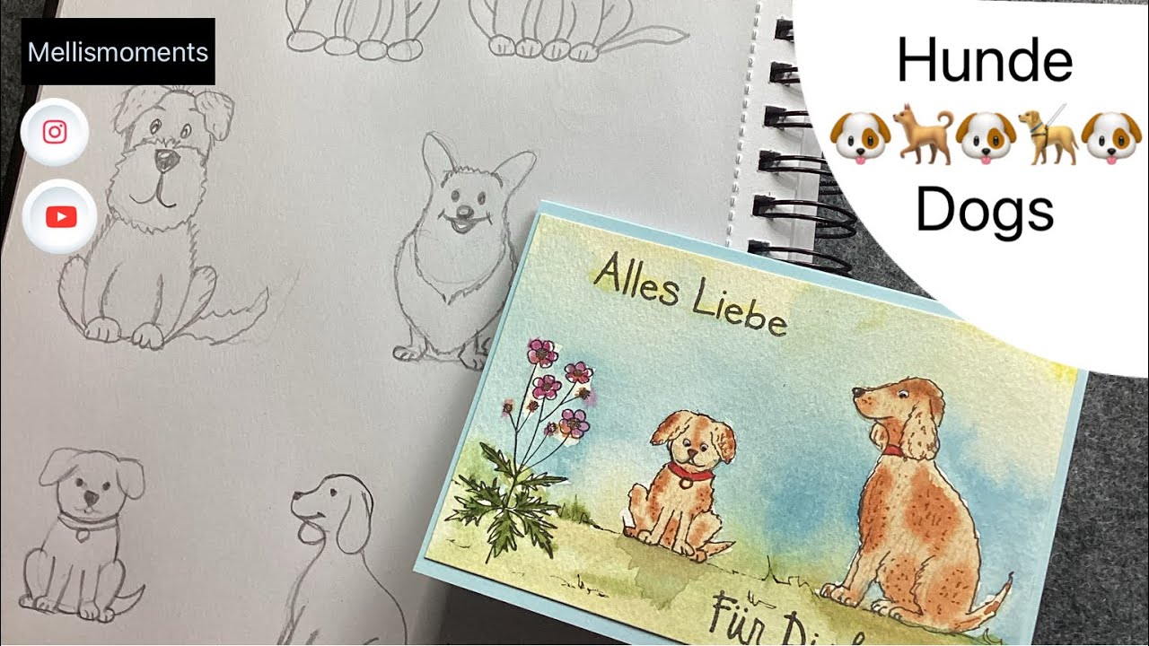 Einfache Art Hunde zu malen. Schritt für Schritt Anleitung -Easy way to draw dogs . Step by step