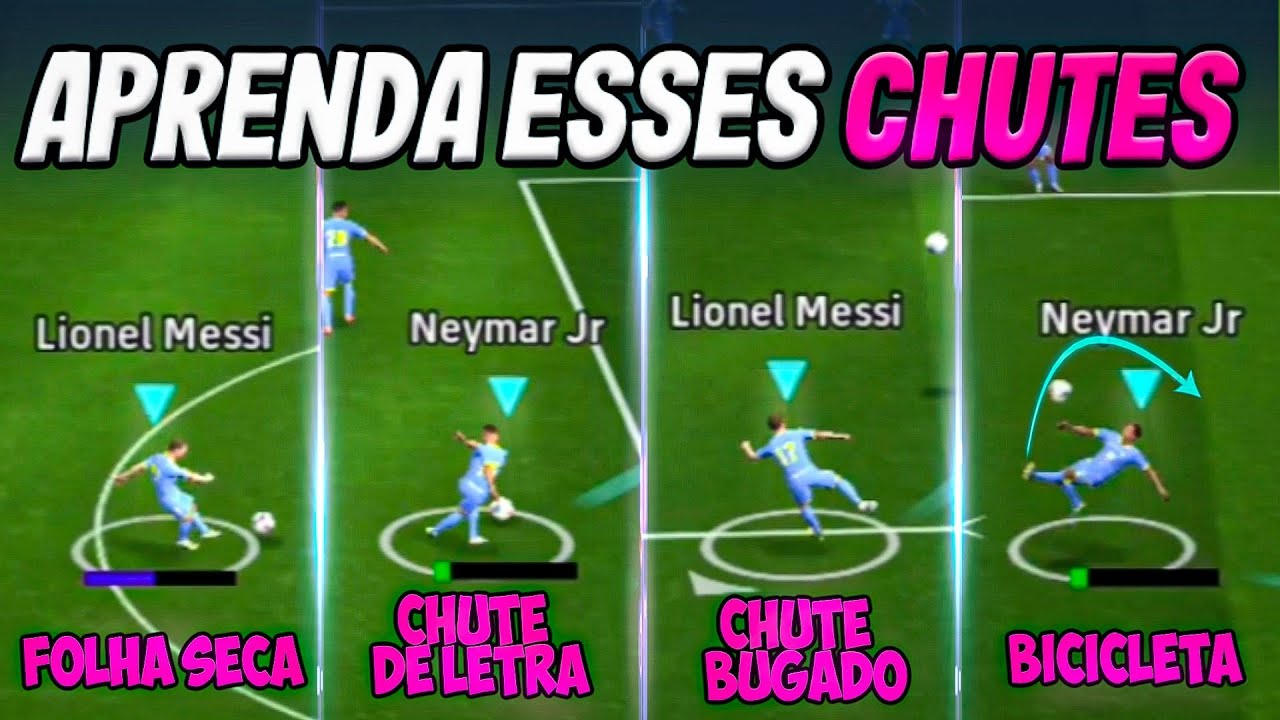 MELHORES CHUTES DO EFOOTBALL 2026 MOBILE - Aprenda chute de bike, trivela, folha seca e outros!!