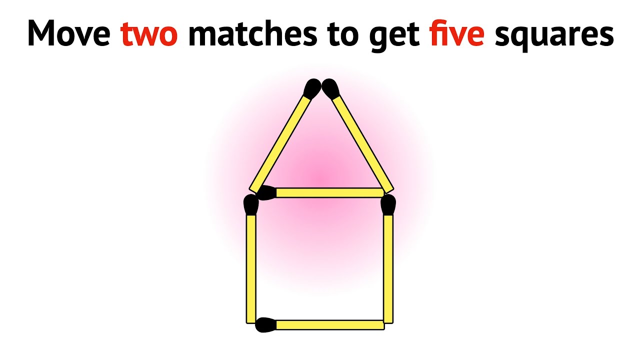 Move Two Matches To Get Five Squares Matchstick Puzzles Challenge Move Two Matches To Get Five Squares Matchstick Puzzles Challenge