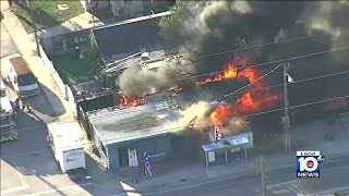 Massive fire burns up building in northwest Miami-Dade